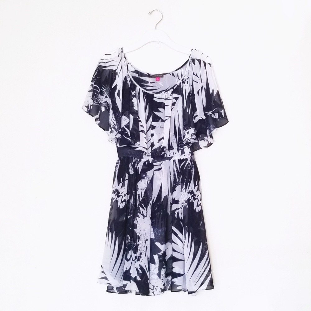 Vince Camuto Sheer Palm Print dress